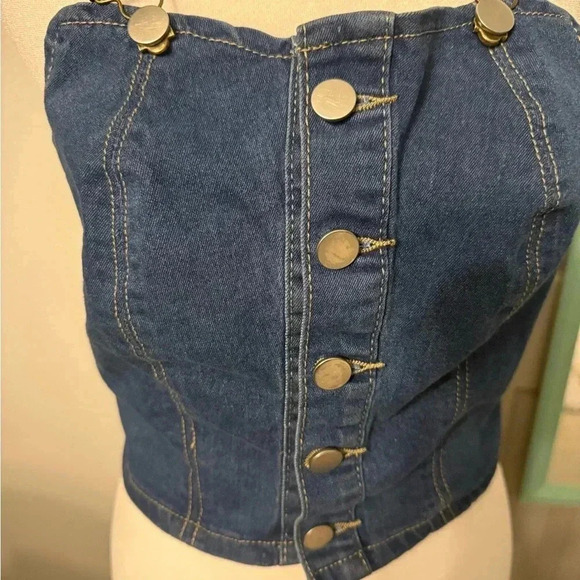 Denim jeans top with front buttons Size small - Picture 2 of 7